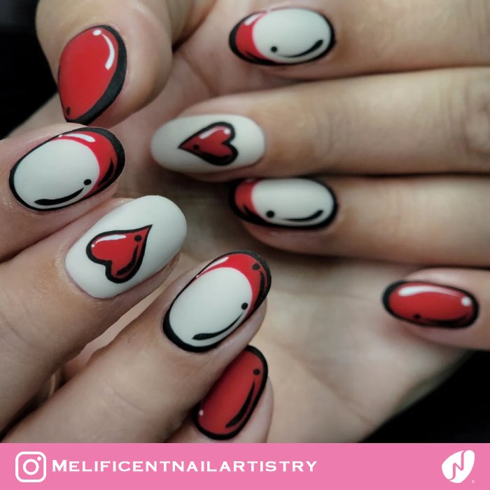 Valentine Comic Nails